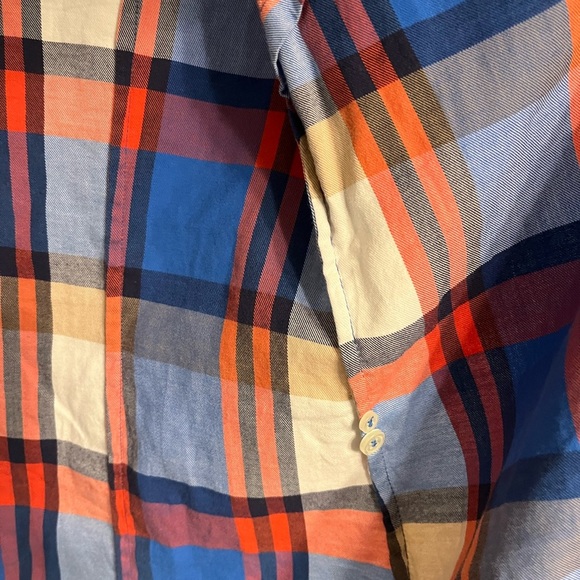J. Crew Blue Orange Plaid Perfect Fit Button Down Size Small Petite - Picture 9 of 13